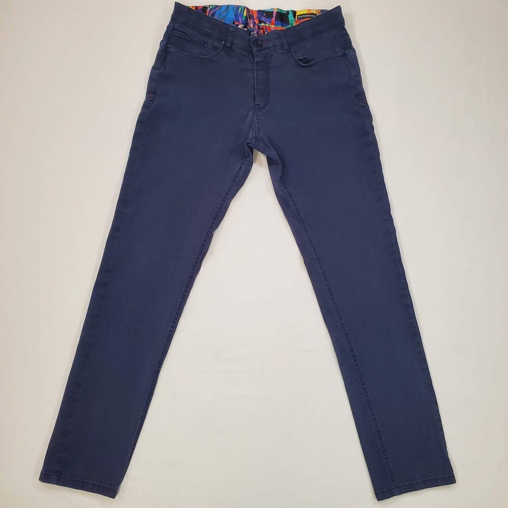 Au Noir Pants Signum Men 32x32 Navy Blue High Stretch Sophisticated Slim Fit